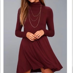 Lulus Red wine jersey knot dress